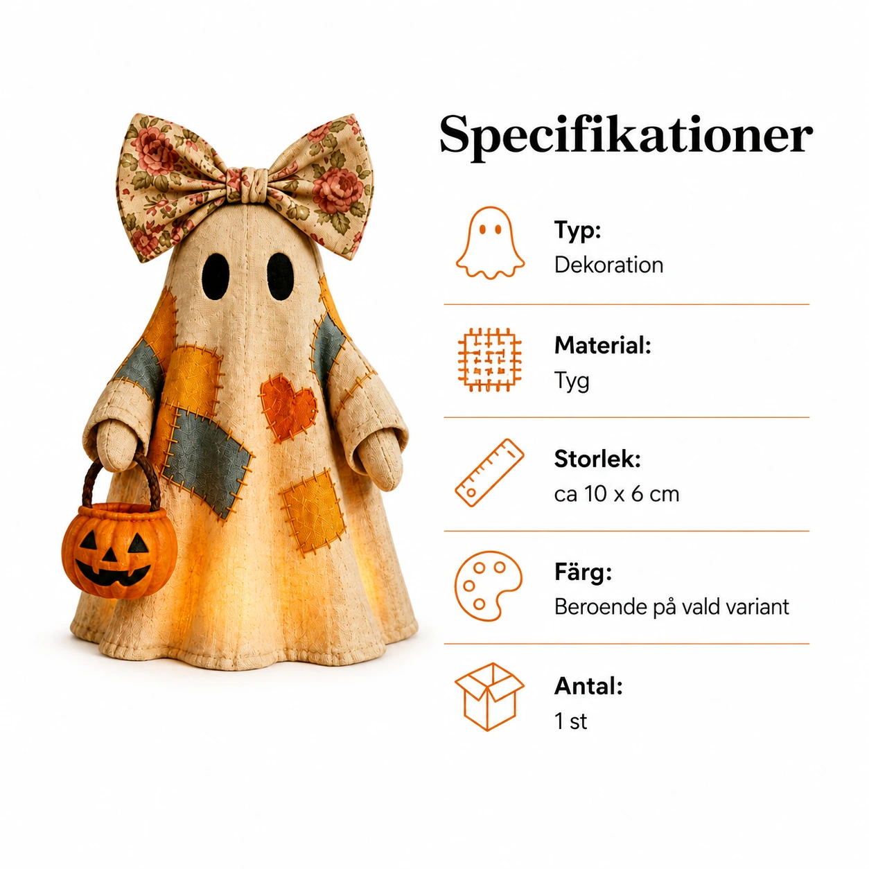 LED-spöke som bordsdekoration för halloween i tyg