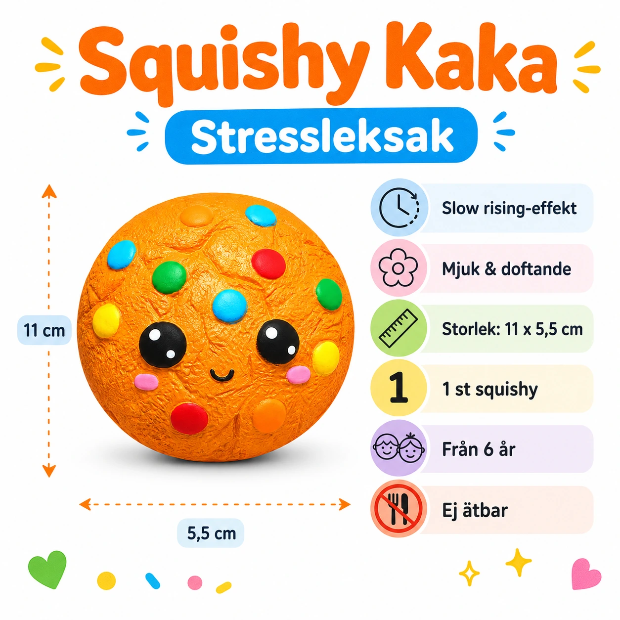 Squishy Kaka Stressleksak – Doftande Slow Rising Cookie