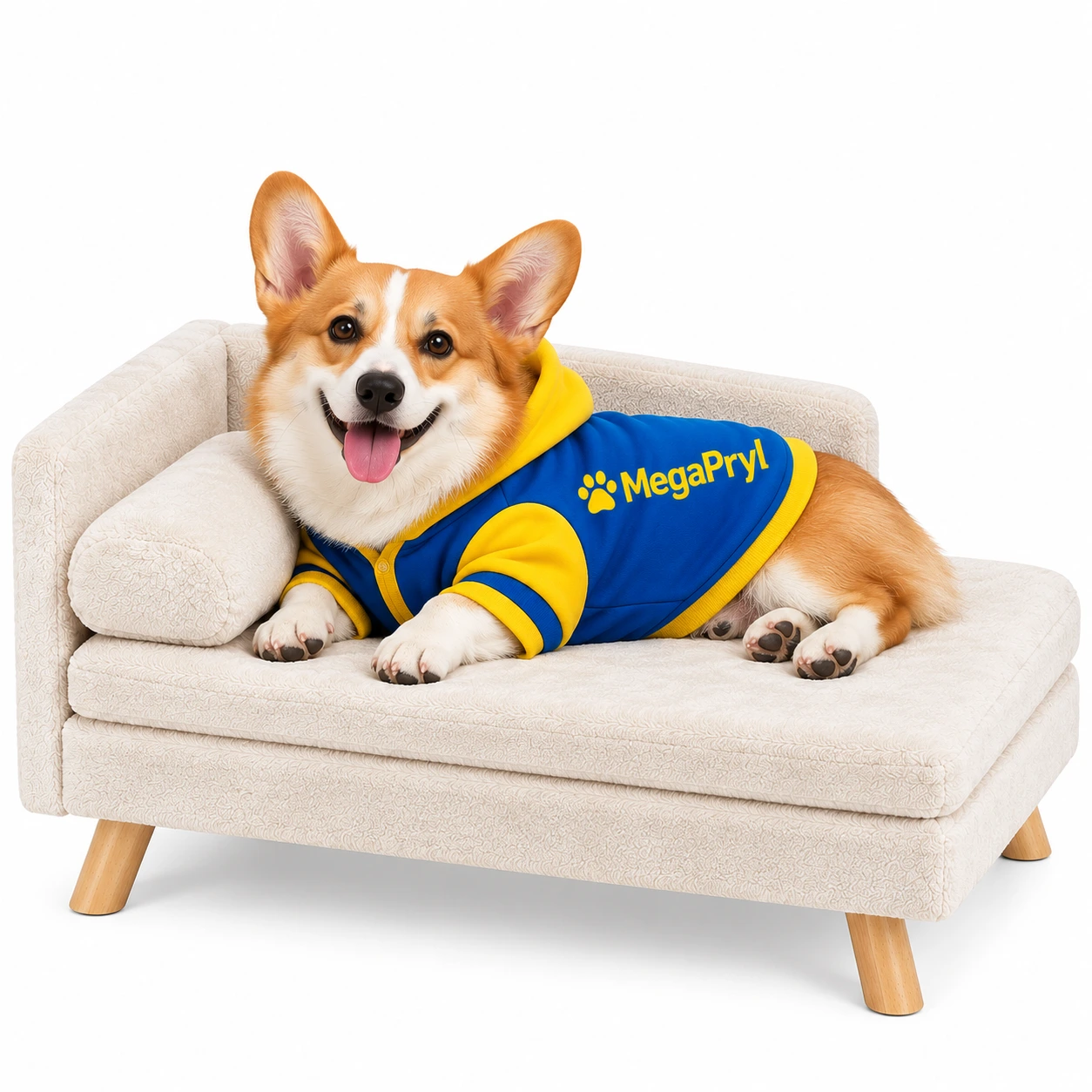 Hundsoffa med kudde och träben för hund och katt