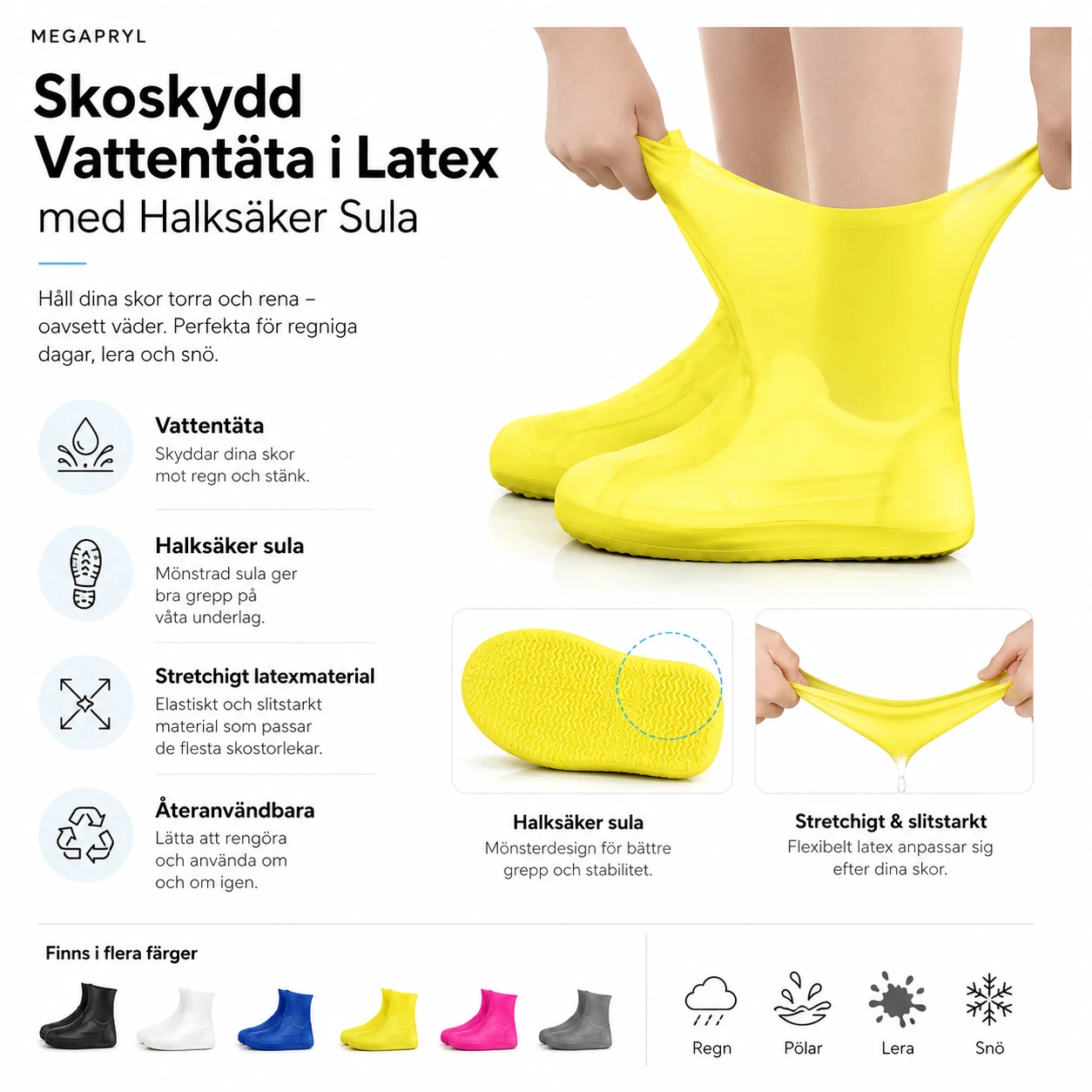 Skoskydd Vattentäta i Latex med Halksäker Sula