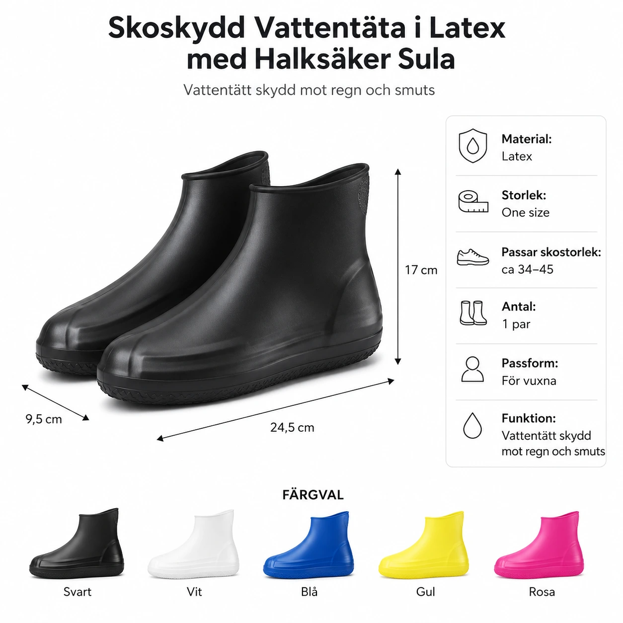 Skoskydd Vattentäta i Latex med Halksäker Sula