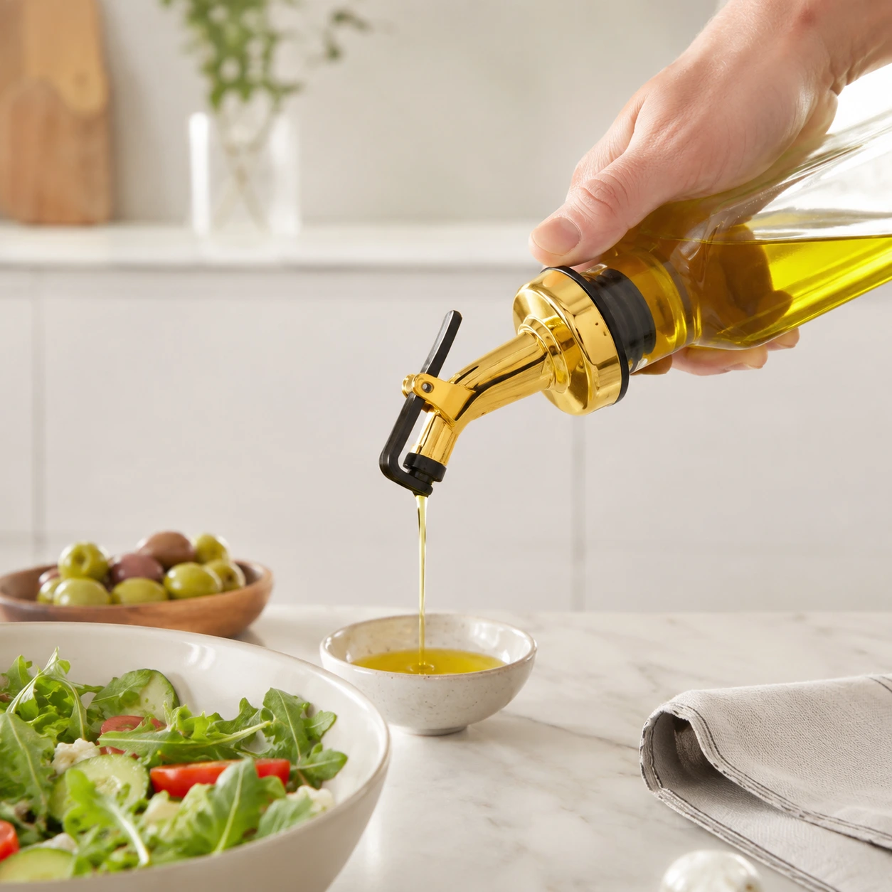 Oljemunstycke med Flaskpropp för Olja och Vinäger