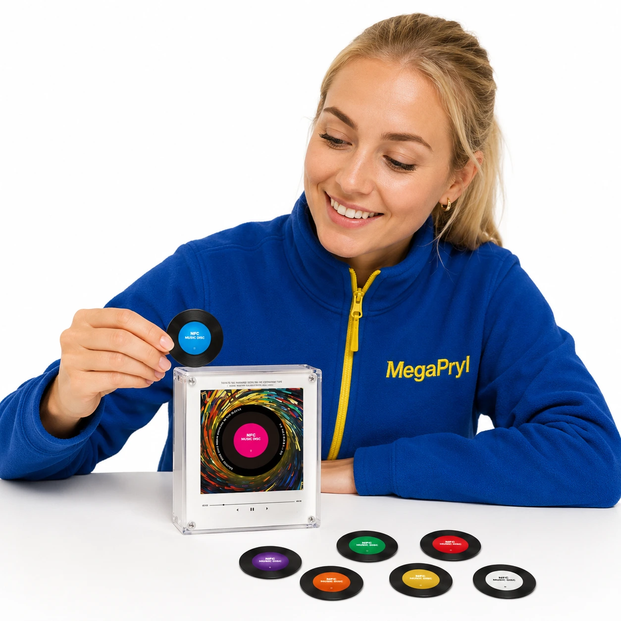 NFC-musikspelare i akryl med LED och 9 NFC-skivor