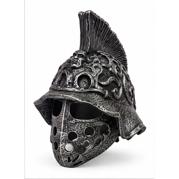 Antik Gladiatorsilverhjälm med Kam och Ansiktsskydd