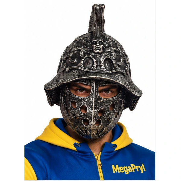 Antik Gladiatorsilverhjälm med Kam och Ansiktsskydd