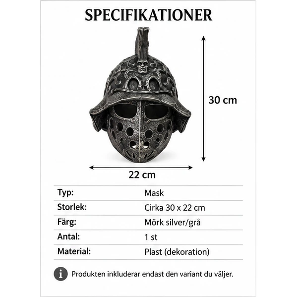 Antik Gladiatorsilverhjälm med Kam och Ansiktsskydd