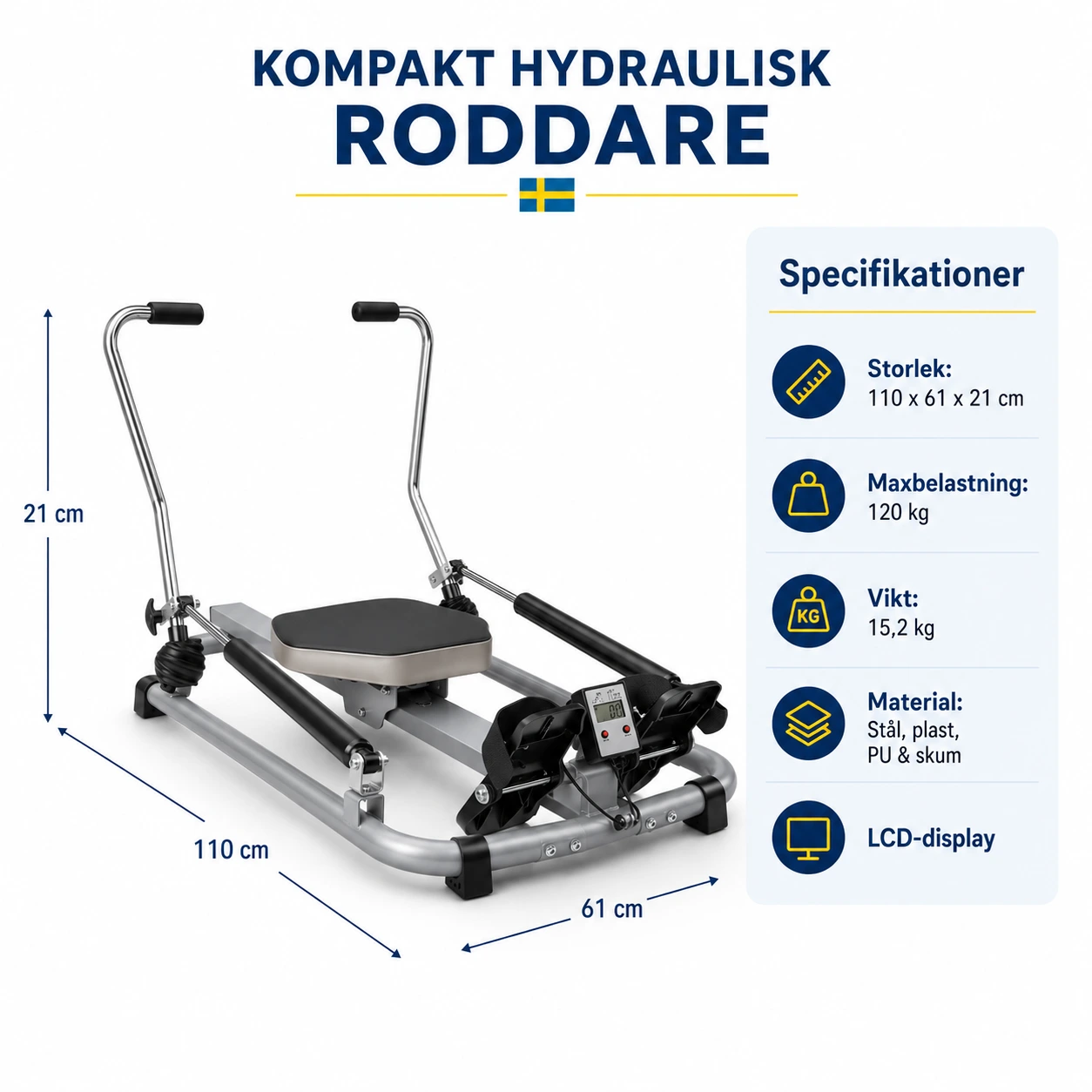 Roddmaskin Hydraulisk med LCD Display
