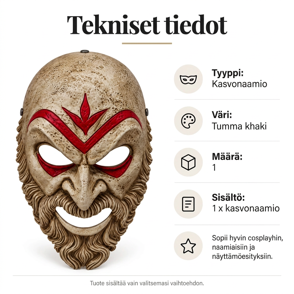 Antiikkityylinen Parrakas Kokonaamio Punaisilla Merkinnöillä