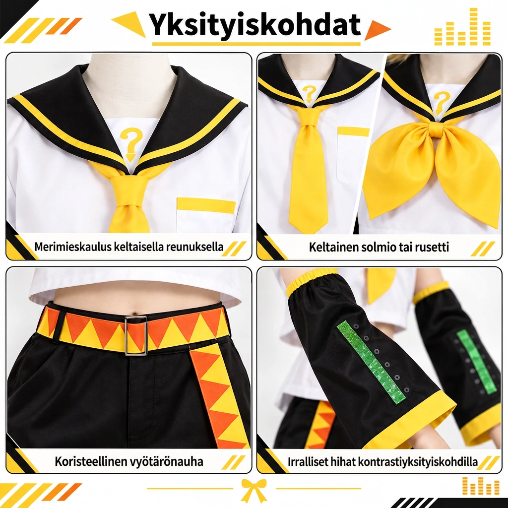 Anime Cosplay-asu univormulla, solmiolla ja lisävarusteilla