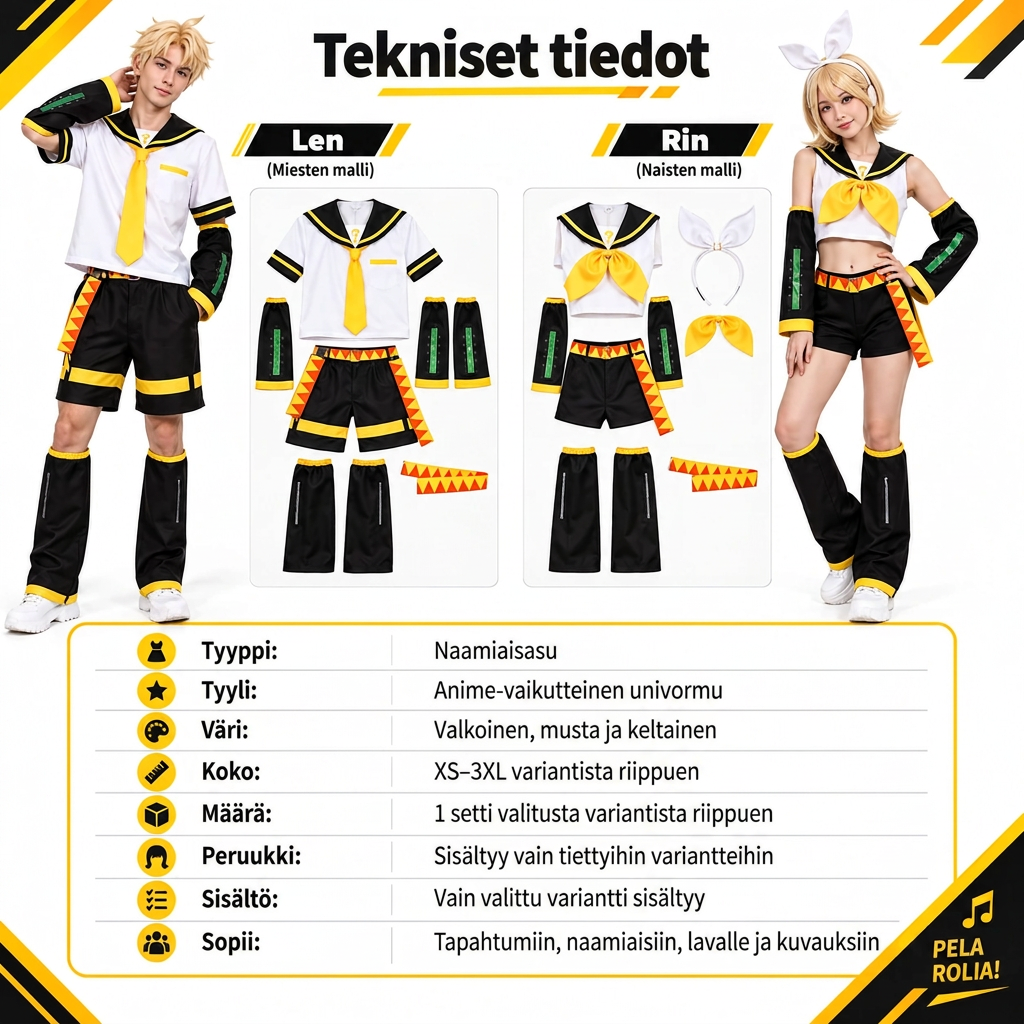 Anime Cosplay-asu univormulla, solmiolla ja lisävarusteilla